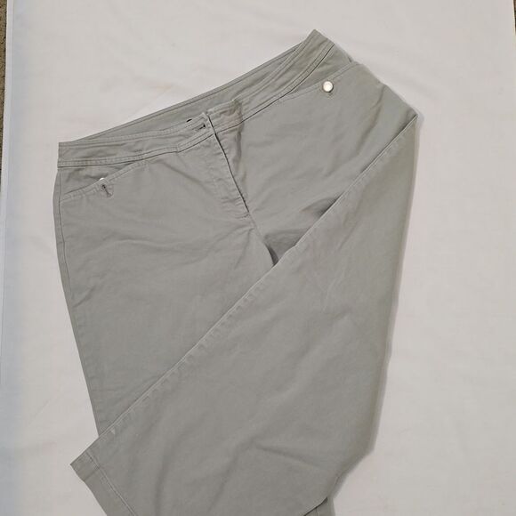 Eileen Fisher Size M  Pants White Cotton Straight Leg Ankle Length Trousers - Picture 1 of 8